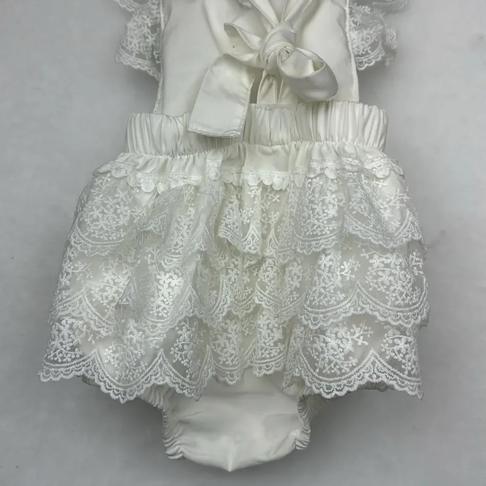 Canis Baby Girls Summer Outfits Floral Lace Tutu Romper with Headband